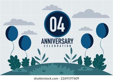 Vector 04 years anniversary invitation card. anniversary celebration modern design illustration template.	