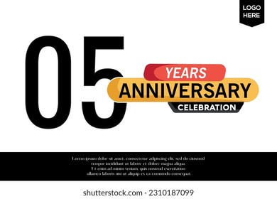 Vector 05 anniversary celebration logotype black yellow colored isolated on white background