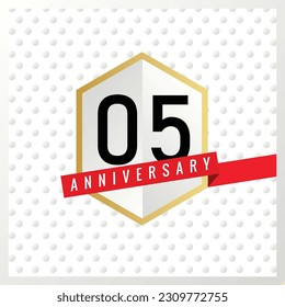 Vector 05th years anniversary celebration on white background with black color numbers and confetti design