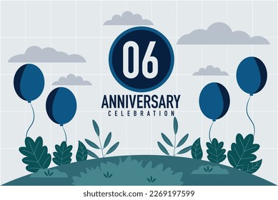 Vector 06 years anniversary invitation card. anniversary celebration modern design illustration template.	