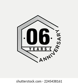 Vector 06 años celebrando la plantilla de diseño de aniversario. diseño vectorial e ilustración.
