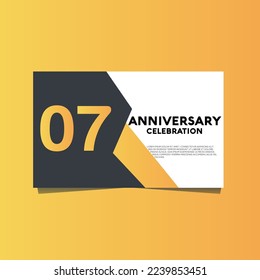 Vector 07 years anniversary celebration, anniversary celebration template design with yellow color background.

