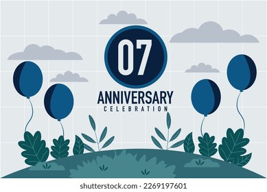Vector 07 years anniversary invitation card. anniversary celebration modern design illustration template.	