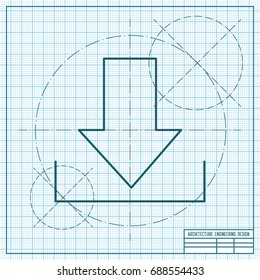 Vector 1 download icon on engineer and architect background. Business collection 