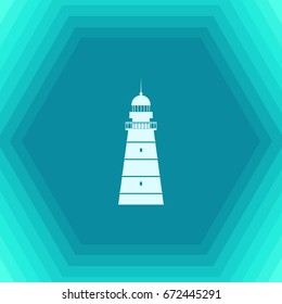 Vector 1 lighthouse icon on hexagonal background 