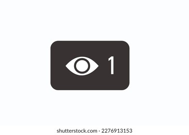 Vector of 1 view counter, user count of live stream close up.