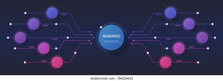 Vector 10 options infographic design, structure chart, presentation template. Editable stroke and global swatches.