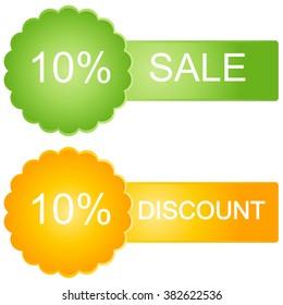 Vector 10 percent  Sales in green and orange tones