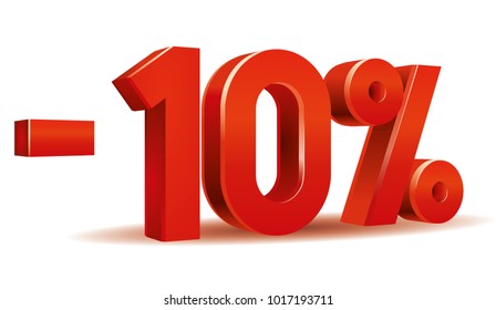 Vector Of -10 Percent In White Background