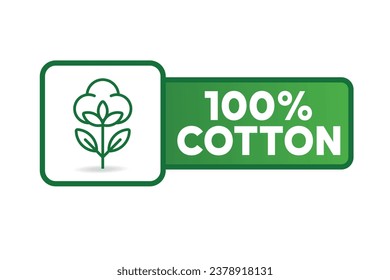 Vector 100 cotton label natural fiber sign vector stock illustration