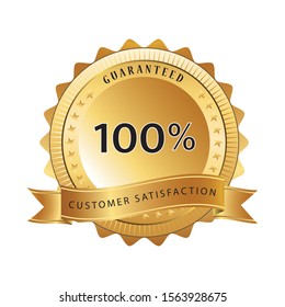 Vector 100% customer satisfaction guaranteed label or sign