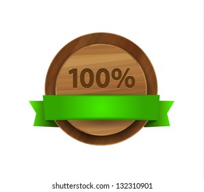 Vector 100% green wooden badge