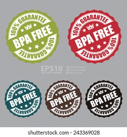 Vector : 100% Guarantee BPA Free Stamp, Badge, Sticker, Icon or Label