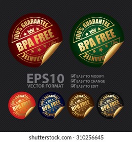 Vector : 100% Guarantee BPA Free Infographics Peeling Sticker, Label, Icon, Sign or Badge