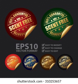 Vector : 100% Guarantee Scent Free Infographics Peeling Sticker, Label, Icon, Sign or Badge