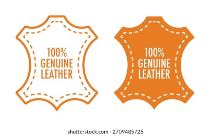 Vector 100 por ciento de etiquetas de cuero genuino
