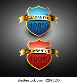 icono de garantía de vector 100 por ciento en color dorado