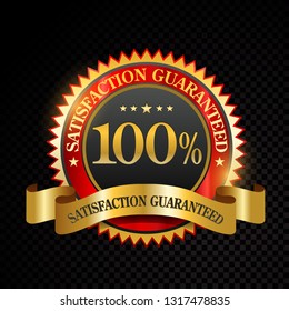 El 100% de satisfacción del vector garantiza etiquetas doradas sobre fondo negro