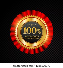 El 100% de satisfacción del vector garantiza etiquetas doradas sobre fondo negro