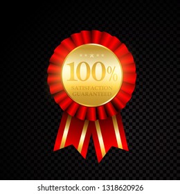 El 100% de satisfacción del vector garantiza etiquetas doradas sobre fondo negro
