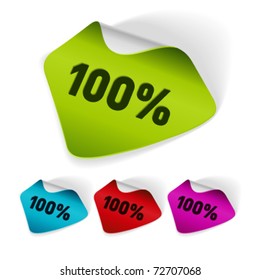 Vector 100 percent stickers set. Easy replace background and edit colors.