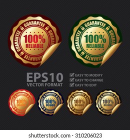 Vector : 100% Reliable Guarantee Infographics Peeling Sticker, Label, Icon, Sign or Badge
