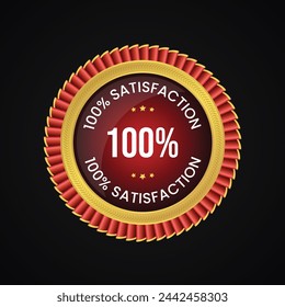 vector 100% satisfaction golden and red badge collection
