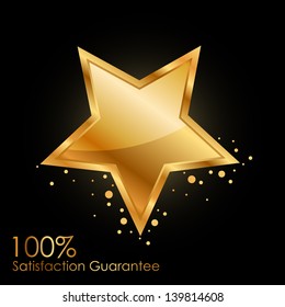 Vector 100% satisfaction guarantee background with gold star
