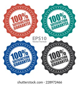 Vector : 100% Satisfaction Guarantee Icon, Tag, Label, Badge, Sign, Sticker Isolated On White 