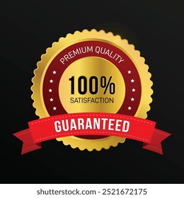 Vector 100% satisfaccion garantizada diseño de insignia dorada


