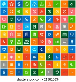 Vector 100 Web In Flat Design Icon Pack Colour 