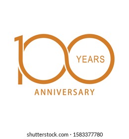 Vector 100 year anniversary, birthday logo label. Year. Vector illustration. Isolated against a white background.