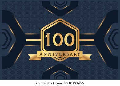 Vector 100 year anniversary celebration logo vector design with black elegant color on blue background