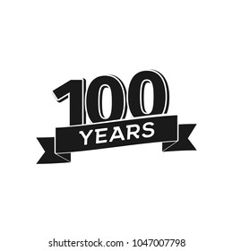 Vector 100 years anniversary logotype. Isolated black logo 100th jubilee on white background