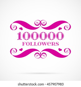 Vector 10000 followers badge over white. Easy use and recolor elements for your design.