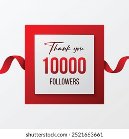 vector 10000 followers social media celebration red design