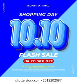 Vector 10.10 3d style flash sale banner design for web or social media