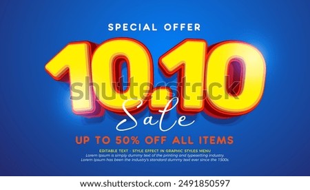 Vector 10.10 sale with text number editable three dimension style