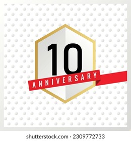 Vector 10th years anniversary celebration on white background with black color numbers and confetti design