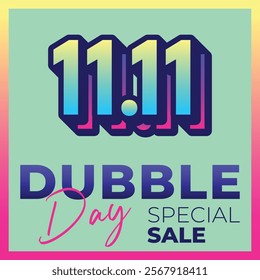 Vector 11.11 dubble day, Big sale banner template design. Vector illustration.