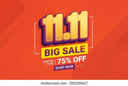 Vector Of 11.11 Shopping Day Poster Or Banner . 11 November Sales Banner Template Design For Social Media And Website