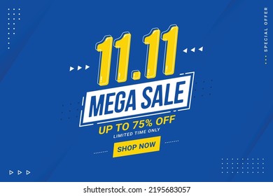 Vector of 11.11 Shopping day Poster or banner. 11 november sales banner template design for social media and website
