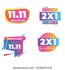 Vector of 11.11 Shopping day Poster or banner with blank product podium scene. 11 november sales banner template design for social media and website