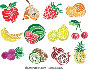 Vektorgrafik 12 Kollektion Design der Fruchtkunst