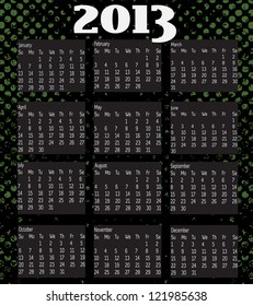 A vector 12 month calendar for 2013