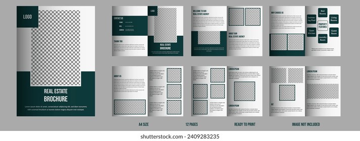 vector 12 pages bifold real estate brochure design