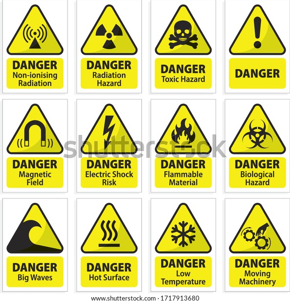 Vector 12 Warning Signs Danger Toxic Stock Vector (Royalty Free ...
