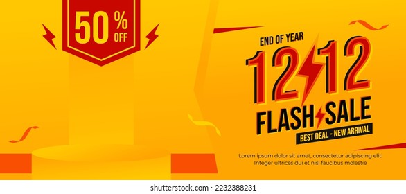 Vector de promoción de póster de venta flash 1212 o diseño de plantilla horizontal de pancarta