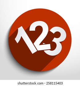 Vector 123 numbers flat icon illustration