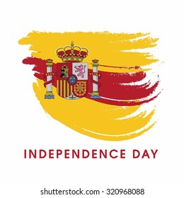 Vector 12th October Spain Independence Day. Spanish Flag made with Brush stroke. Celebration Card. Illustration